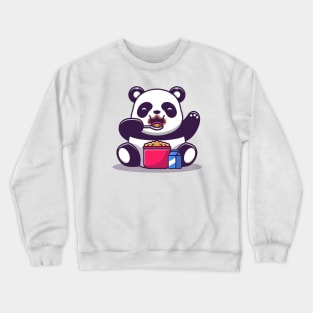 Cute Panda Eating Cereal And Milk Breakfast Crewneck Sweatshirt